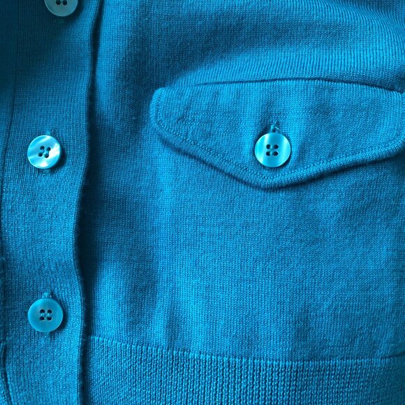 Halogen 100% Wool Knit Cardigan Teal Blue Size S - Picture 6 of 8